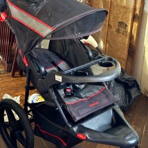 Reserved!!!!Baby Jogger-style Black & Red Baby Stroller with Canopy